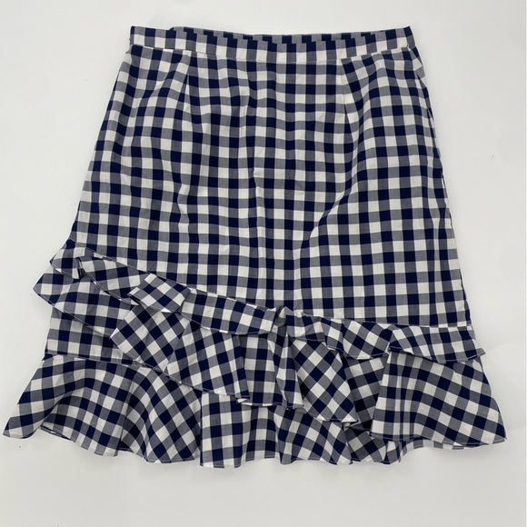 Draper James Navy blue white gingham Dolly Check Ruffle Skirt size 4 - Picture 2 of 9